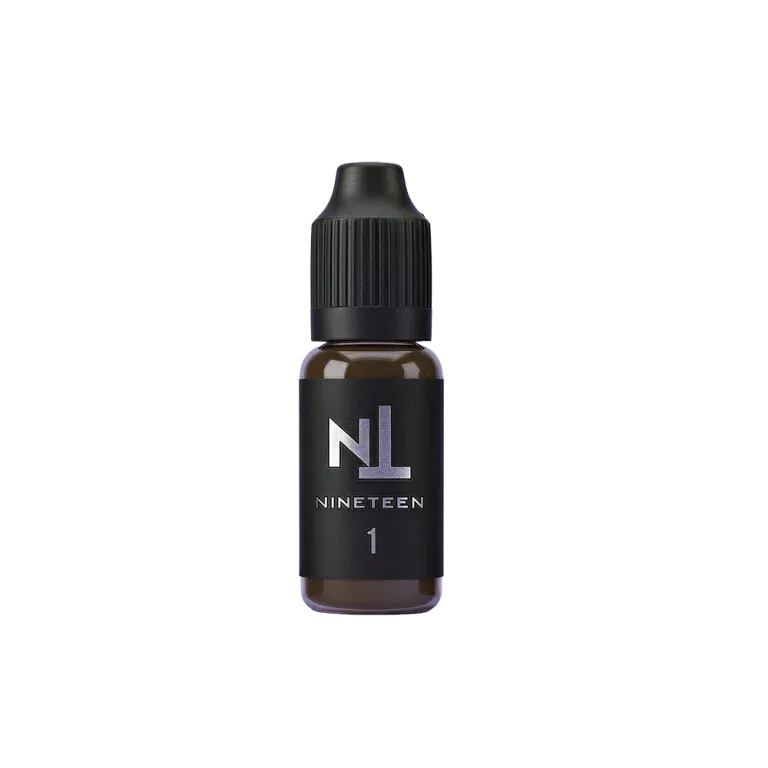 NINETEEN PIGMENTS NT-1 Moro professional deep dark brown eyebrow permanent makeup pigment bottle.