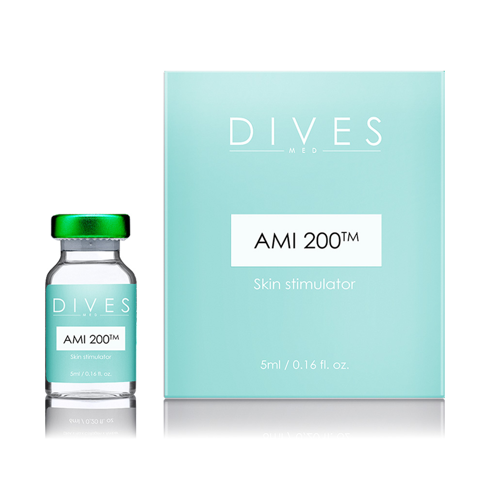 DIVES MED Ami 200 5ml professional cellular lifting and tissue modulating vial containing fragmented hyaluronic acid and choline.